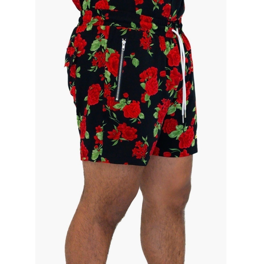 Island Avenue Daily Red Roses Floral Drawstring Shorts Men’s Size Large - Picture 7 of 14